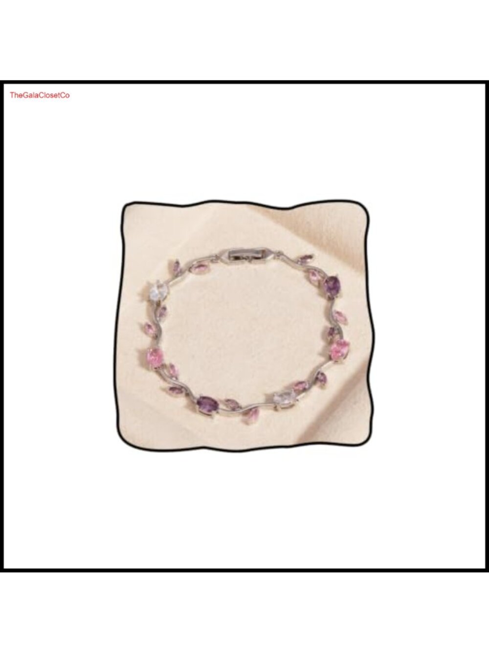 CZ Flower Leaf Bracelet Silver-Tone Bridal Wedding Jewelry